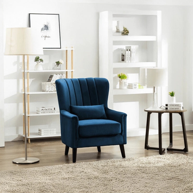 Velvet wingback accent chair – living room chair, high back chair, velvet upholstery
