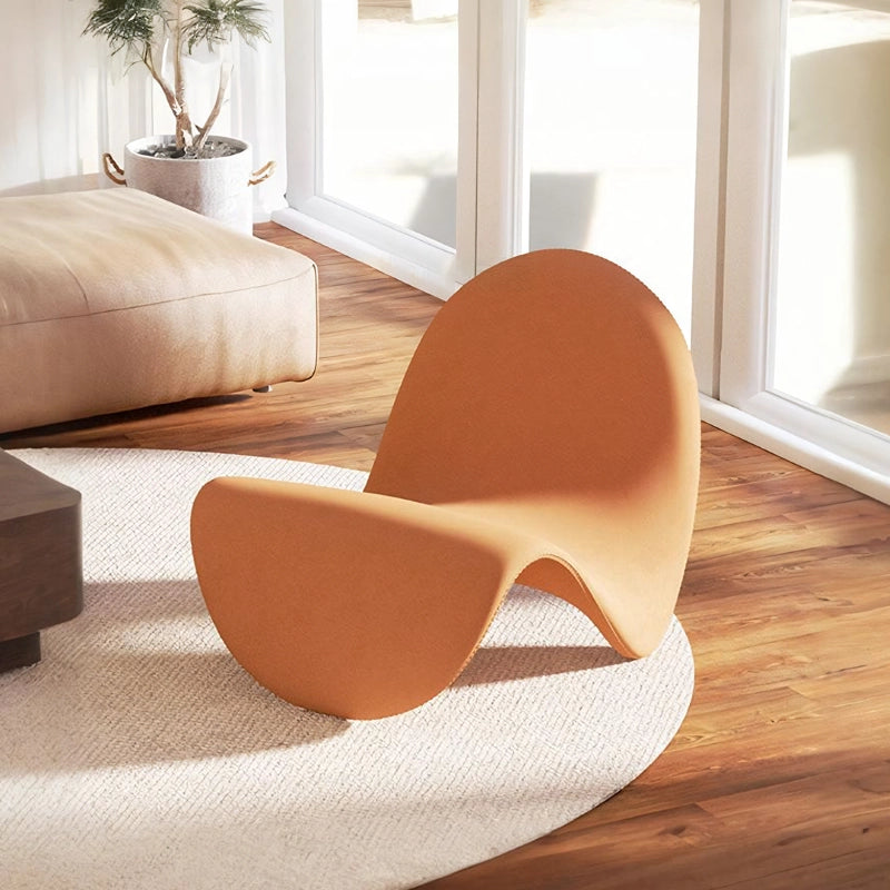 Wave-form lounge chair design with living room chair, reading armchair, terracotta finish