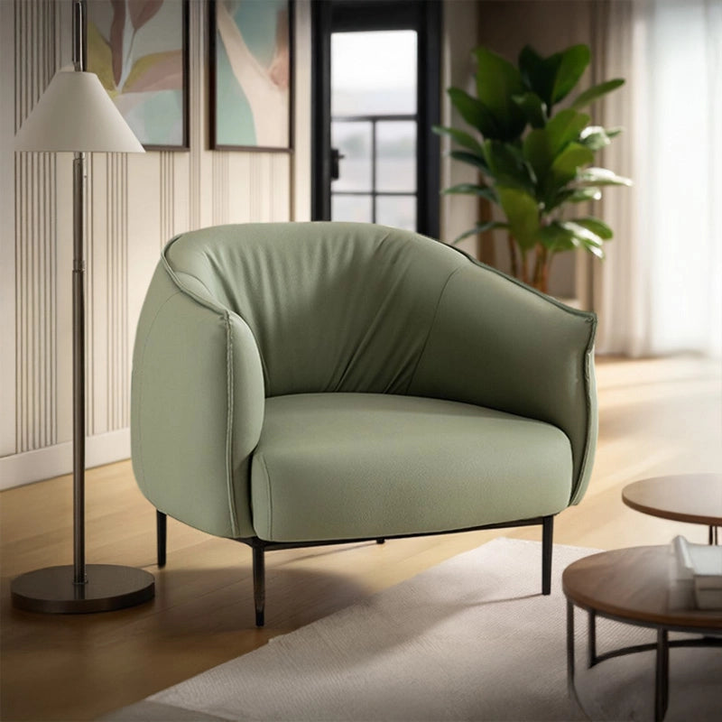 Barrel-back silhouette with lounge comfort — armchairs for living room + single chair