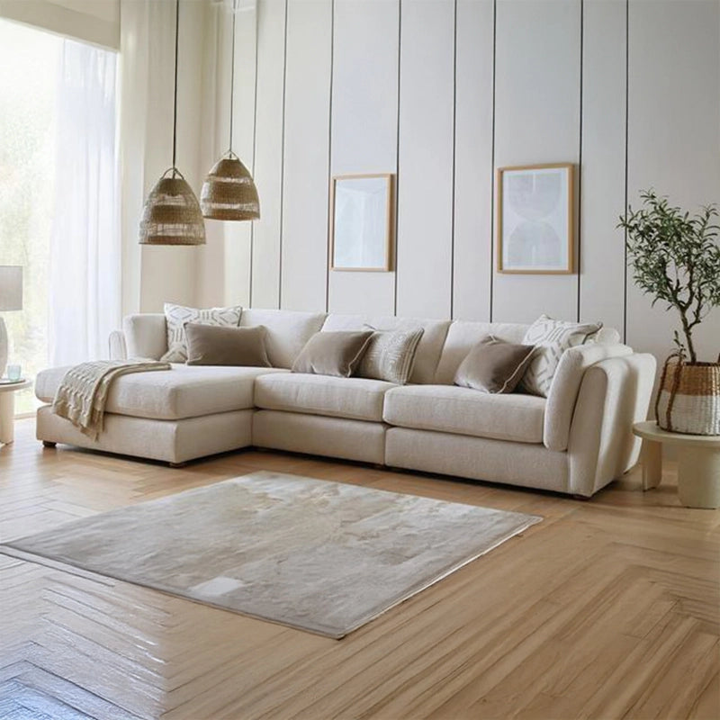 Cream l shape corner sofa with 5 seater configuration – design a sofa + fabric sofa