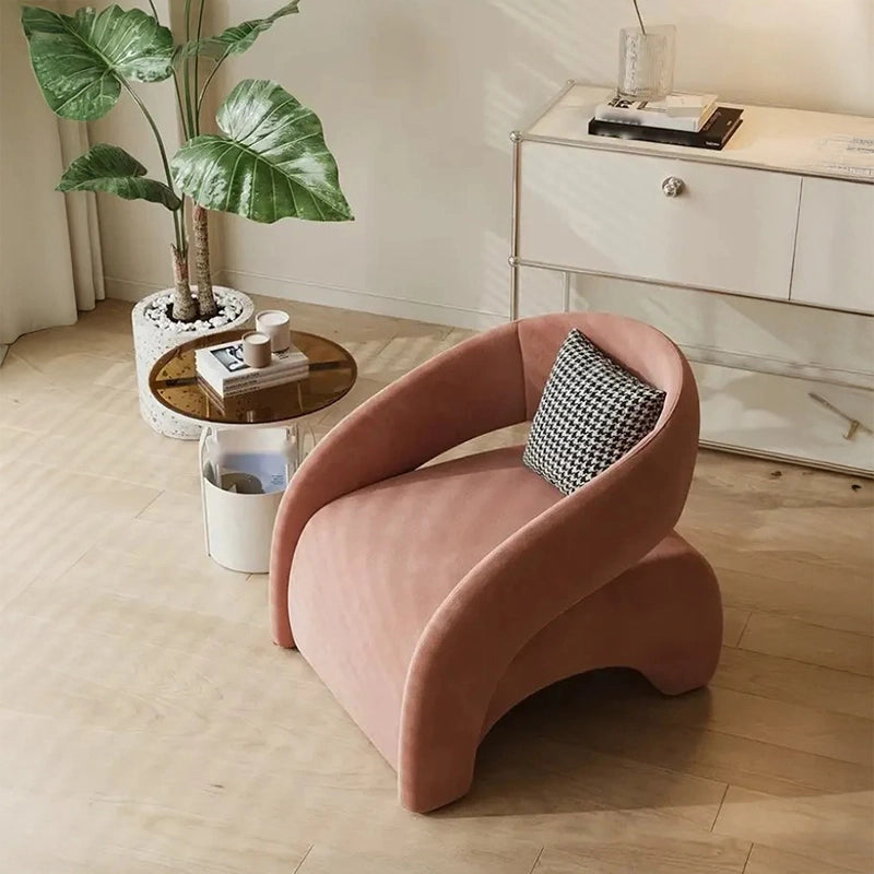 Enclosed backrest with low seat + reading armchair + comfort chair + pink velvet