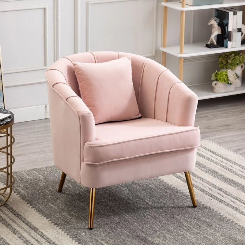 Flared arm accent chair, chair with sofa + one seater sofa chair, in blush pink