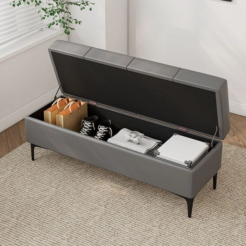 Stitched panel rectangular bench image, bench with storage, benches and ottomans, faux leather