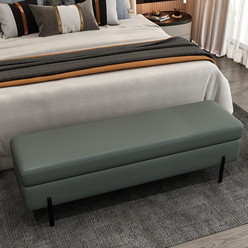 Slim matte black metal legs support 2 seater bench and bench ottoman silhouette