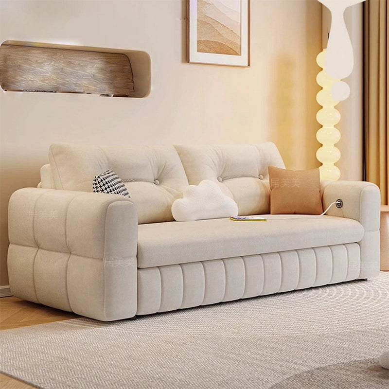 Rounded armrest profile with integrated USB, ideal sleeper sofa and sofa bed couch hybrid