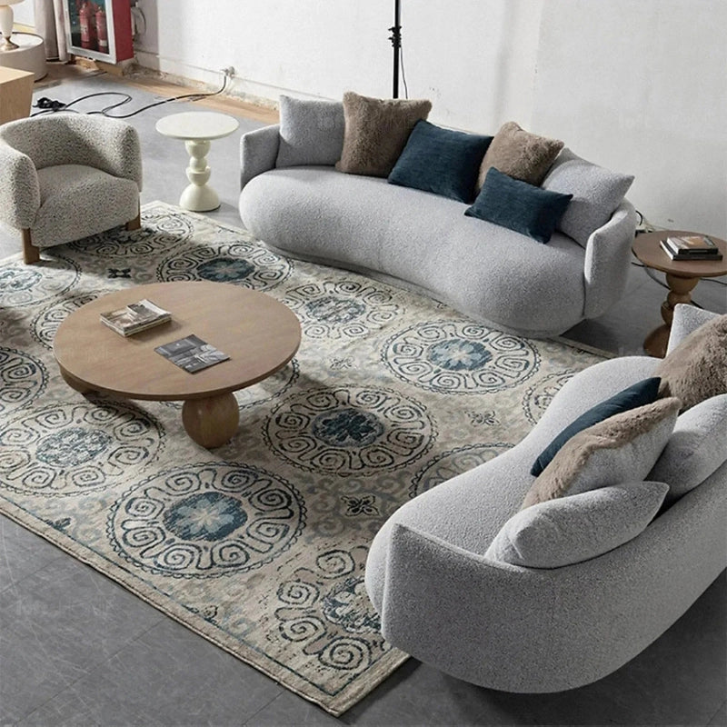 Plush boucle couch with thick armrests, latest sofa design and living room sofa set