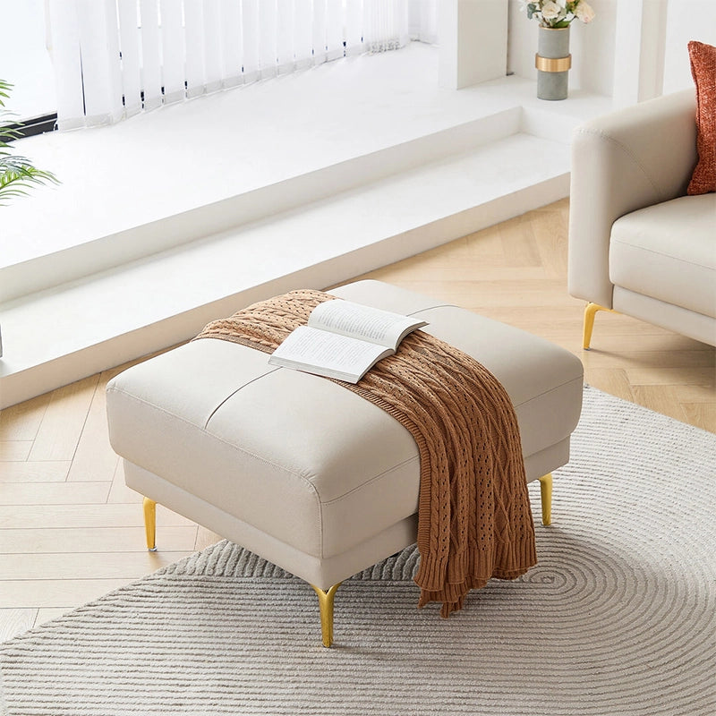 Coordinated ottoman and sofa layout, fabric couch, living room sofa set