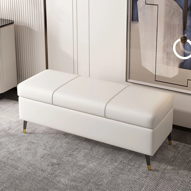 Urban chic bench with storage in soft Nova faux leather and sturdy boxy base