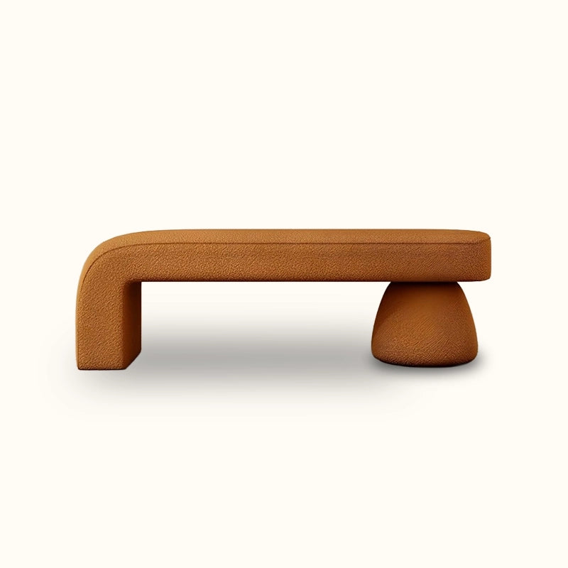 Cream kidney-shaped bench with bench ottoman elegance and floating cylindrical legs