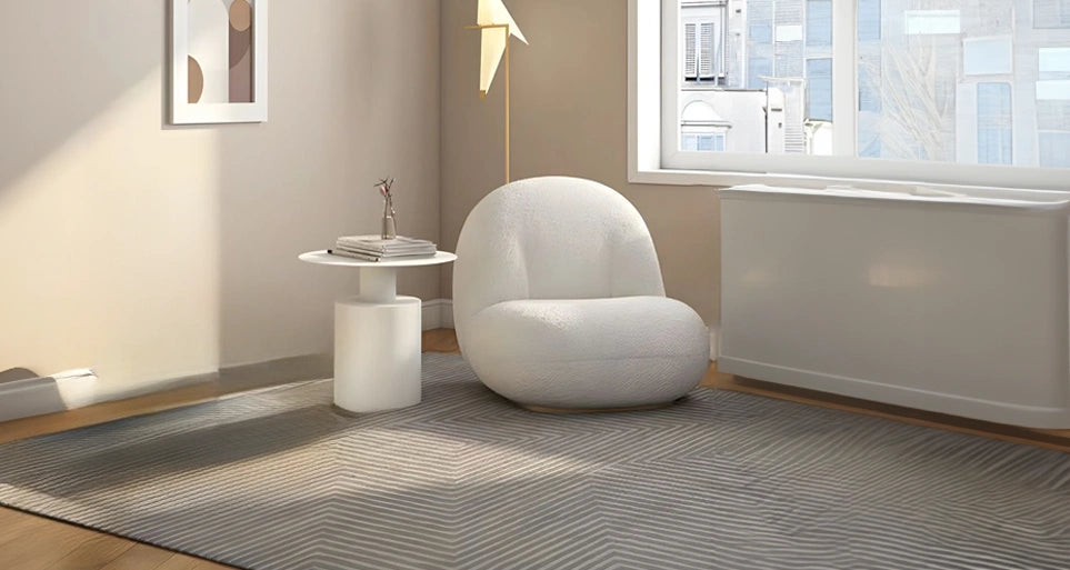 sculptural living room chair with recessed base | comfort chair | wood frame