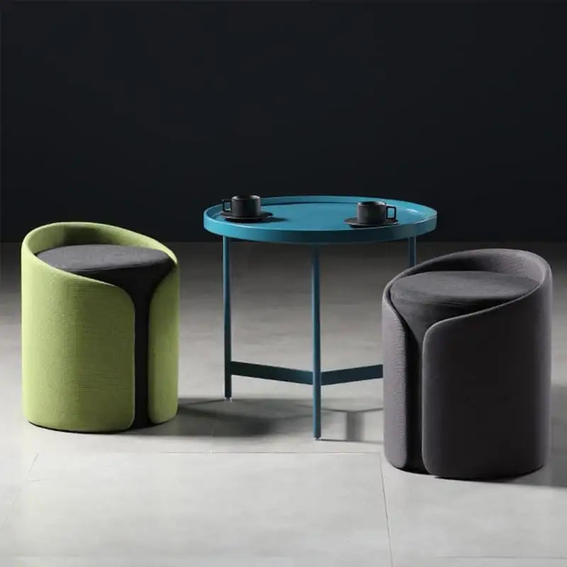 Dual-tone capsule pouffe with curved design – pouf ottoman, ottoman stool – Nova fabric