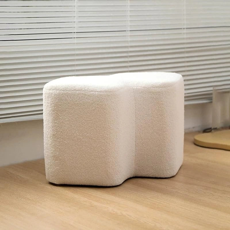modern wavy bouclé ottoman pouf ottoman compact fabric white