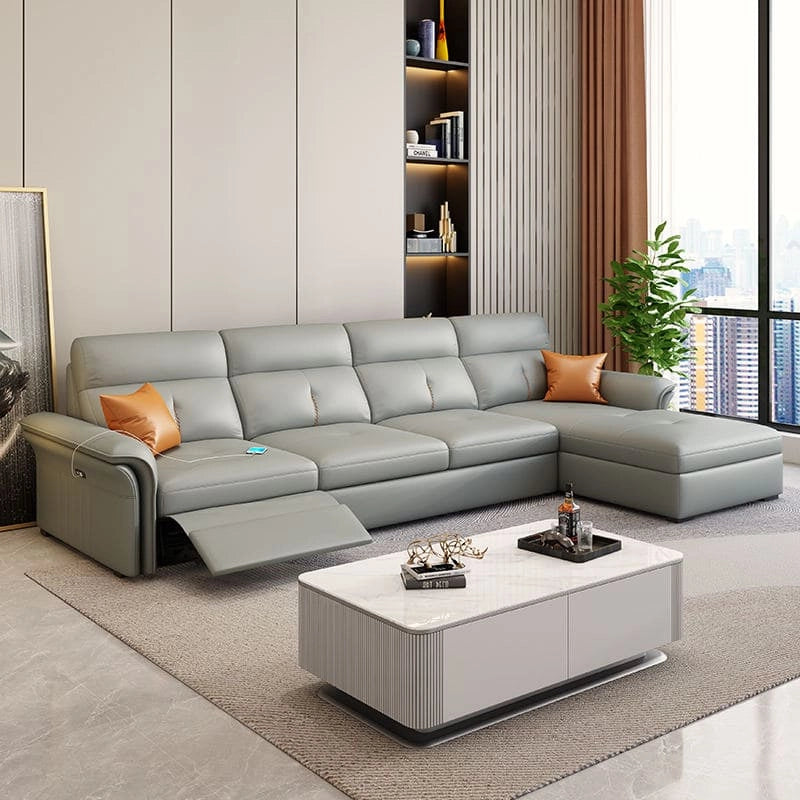 Juno Sofacumbed featuring grey leatherette L shape design, tufted cushions, sleeper sofa comfort, sofa to bed conversion and modern convertible sofa bed functionality