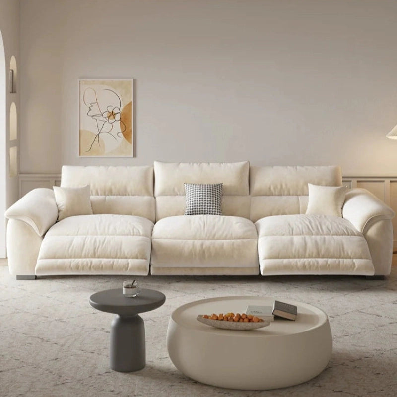Full front view of Nestor electric recliner sofa featuring L Shape Sofa Set design, adjustable headrests, modern corner sofa styling and premium living room comfort