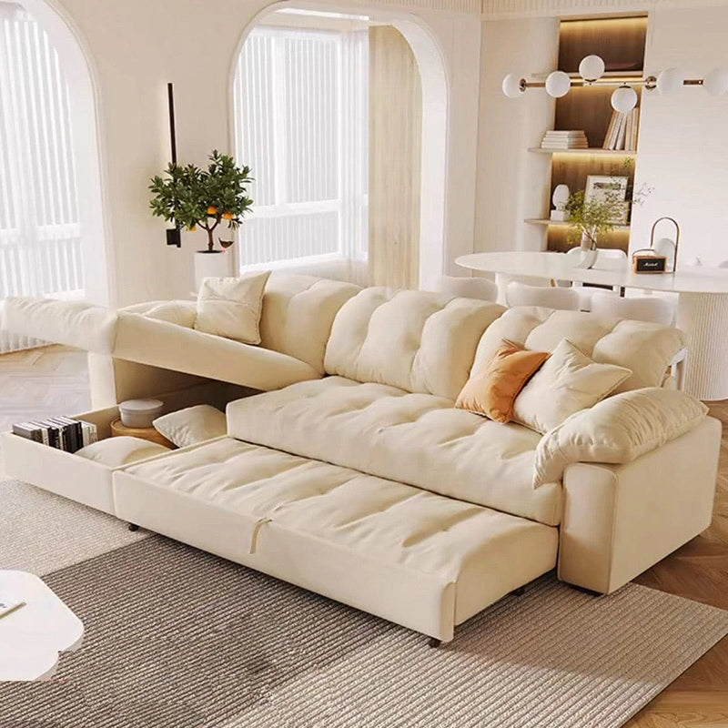 Left angle view of Pallas L shape sofa cum bed with storage sofa cum bed design, couch bed functionality and modern sofa bed comfort