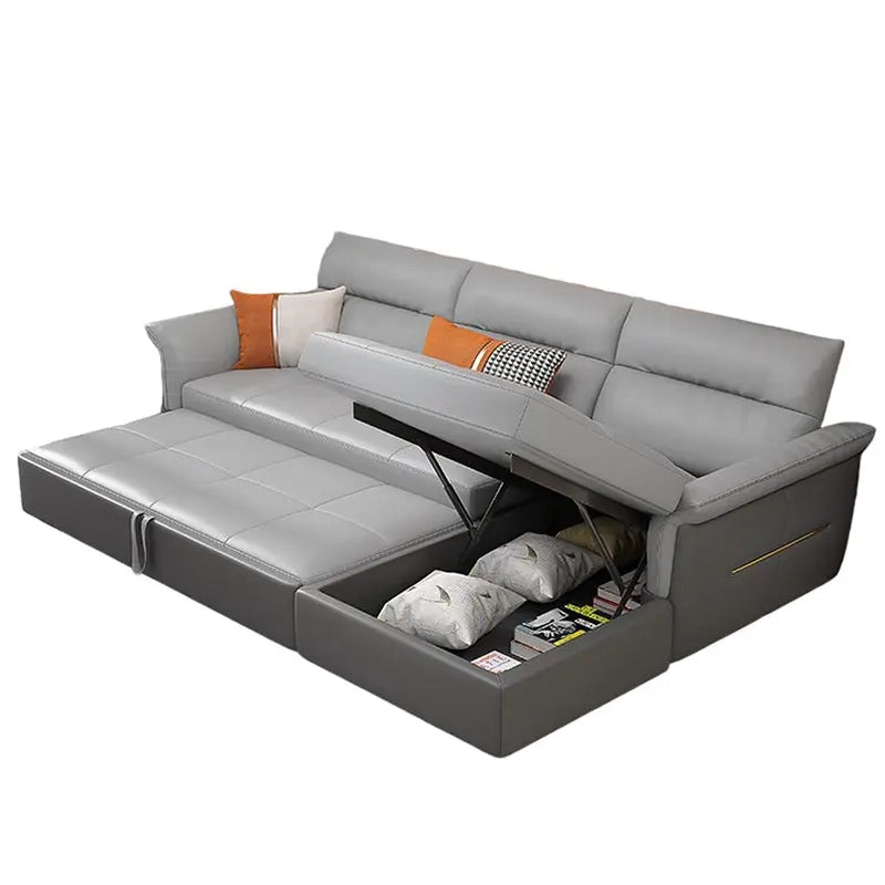Silvorn convertible couch bed extended into sleeper position showcasing sofa bed functionality, sectional sofacumbed design, pull out mechanism and spacious sleeping surface