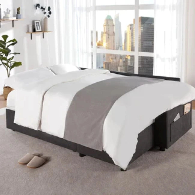 Open sleeping surface view of sofacumbed featuring convertible sofa bed functionality, couch bed comfort, pull out mechanism and medium firm integrated mattress
