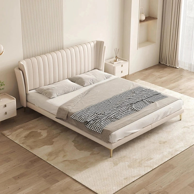 Mafra upholstered bed for king size mattress with platform bed structure, master bedroom bed design and sleek contemporary styling
