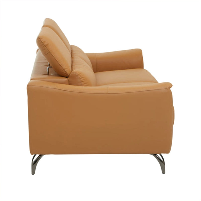 The Eris couch features adjustable mechanical headrests and dual-layered back support, making it an ideal lounge sofa for extended relaxation.