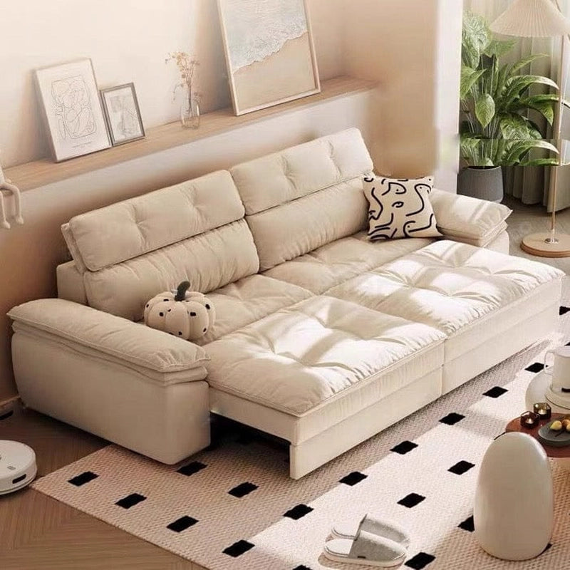 Melric sofa sleeper fully converted into sleeping position showing sofa cum bed design, convertible sofa bed functionality and spacious couch bed surface