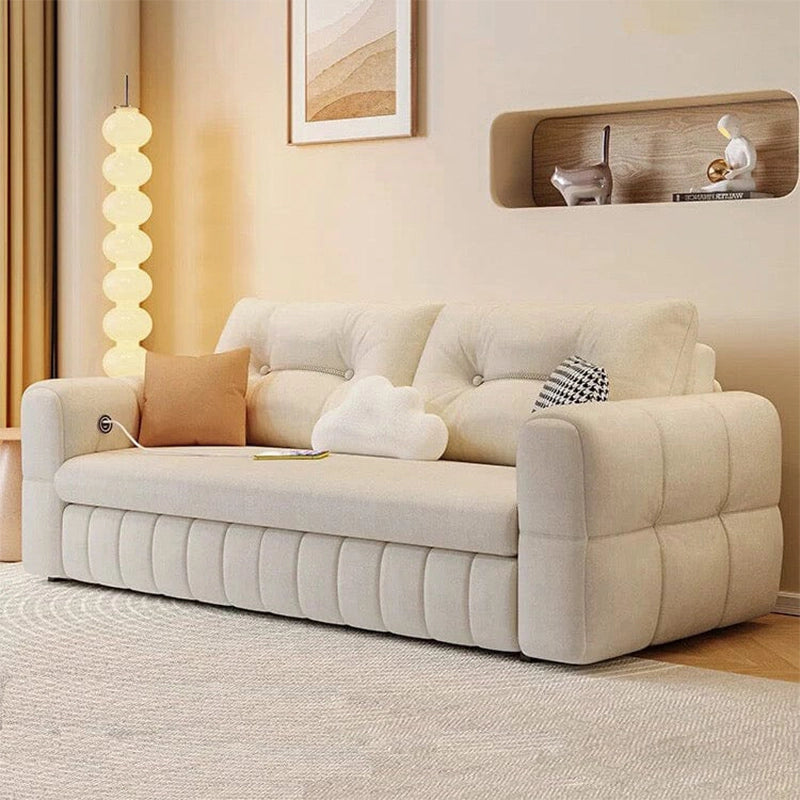 Full-depth pull-out bed view of convertible sofa bed and sofa sleeper for compact living