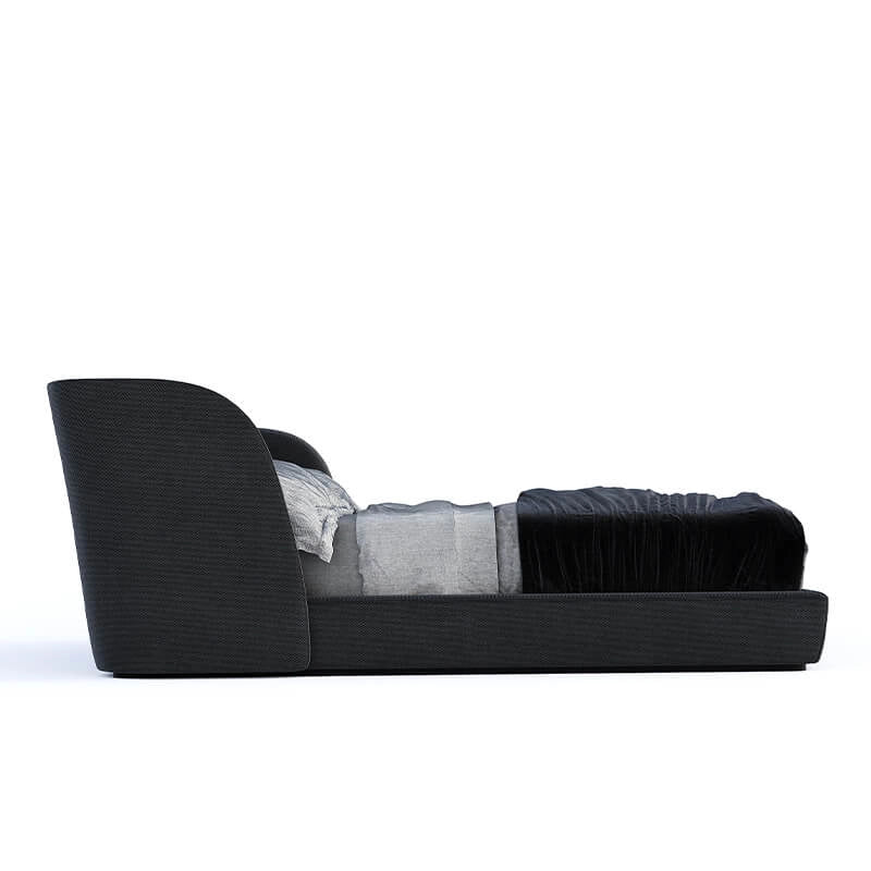 Caraway upholstered bed with optional hydraulic storage bed functionality, hidden bed with storage compartment and modern king size bed design