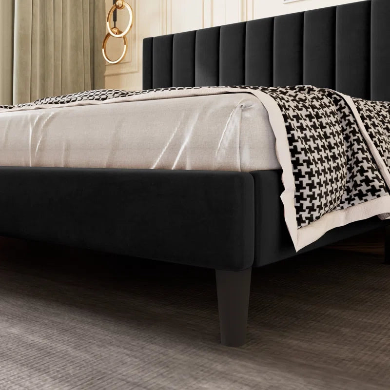 Quenric upholstered bed with optional hydraulic storage bed functionality, spacious bed with storage compartment and durable engineered wood construction