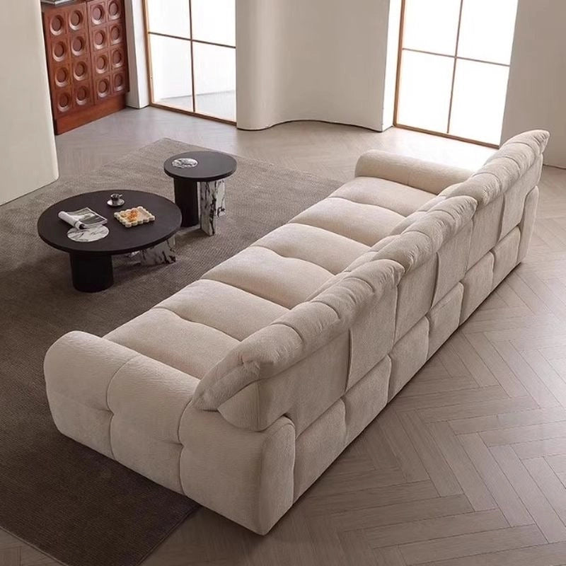 Calvyn Luxury Sofa Set featuring tufted seat cushions, ivory beige fabric, modern sofa design, 3 seater sofa comfort and premium lounge styling