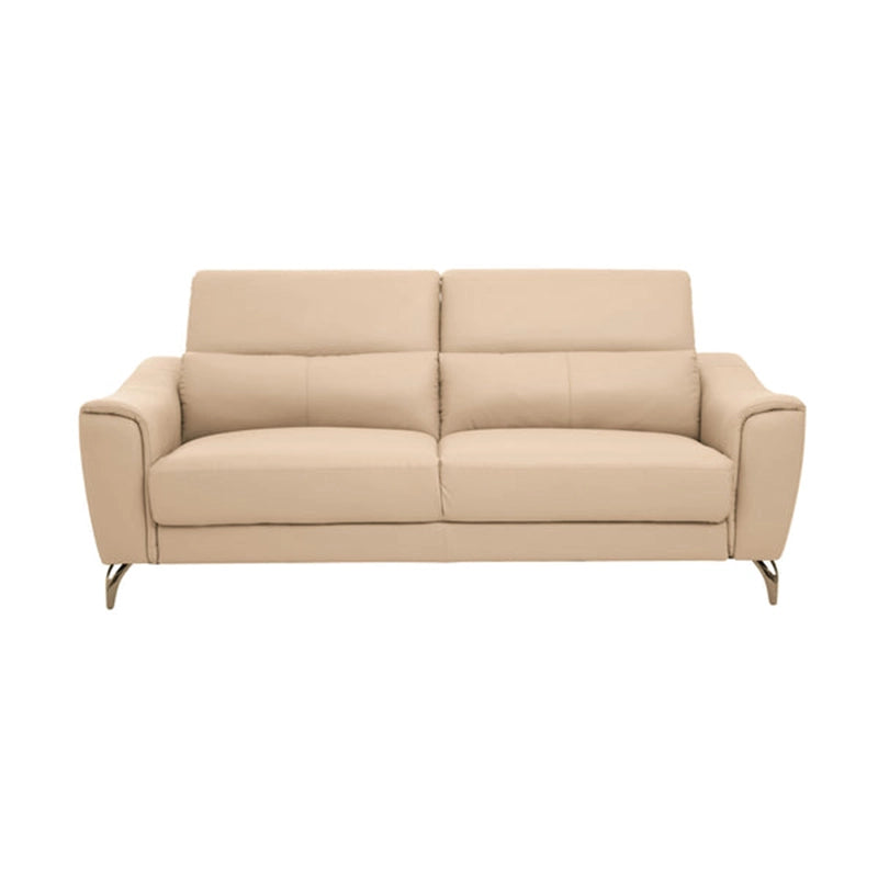 Its matte-finished pure leather surface in beige offers both tactile richness and visual elegance