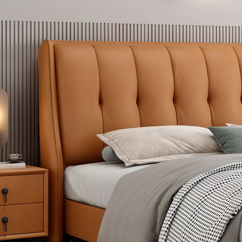 Luxury upholstered bed with king size bed dimensions, hydraulic storage bed functionality and elegant modern bedroom styling