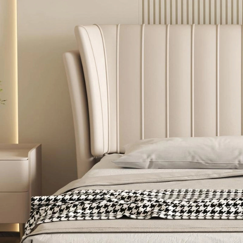 Luxury upholstered bed with king size bed dimensions, wingback headboard comfort and sophisticated modern bed frame design