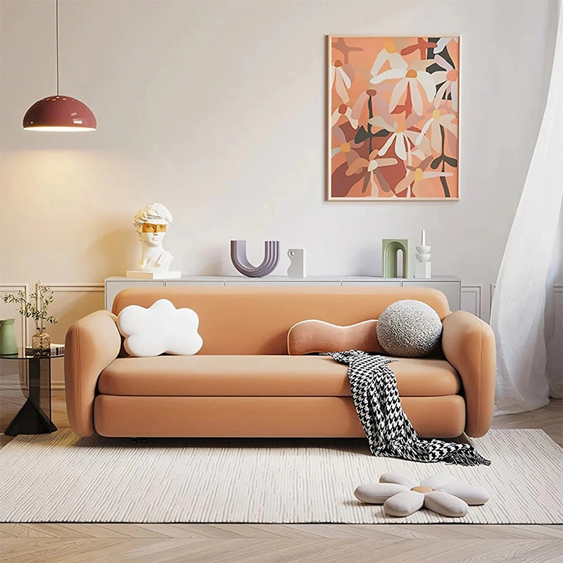 Modern apartment setting featuring sofa cum bed with couch bed practicality, sleeper sofa versatility, soft woven upholstery and space-saving design for compact homes