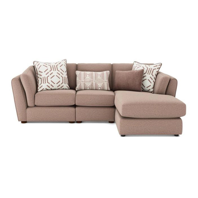 It comes in neutral tones like peach and is built using Neem wood and spring-foam cushioning.  2+L seater sofa