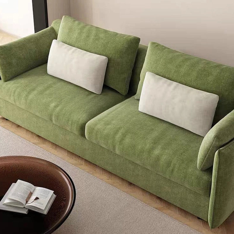 Bed conversion view of Toris olive green sofa cum bed with sofacumbed functionality, integrated foam mattress, fold out sleeping surface and durable support frame