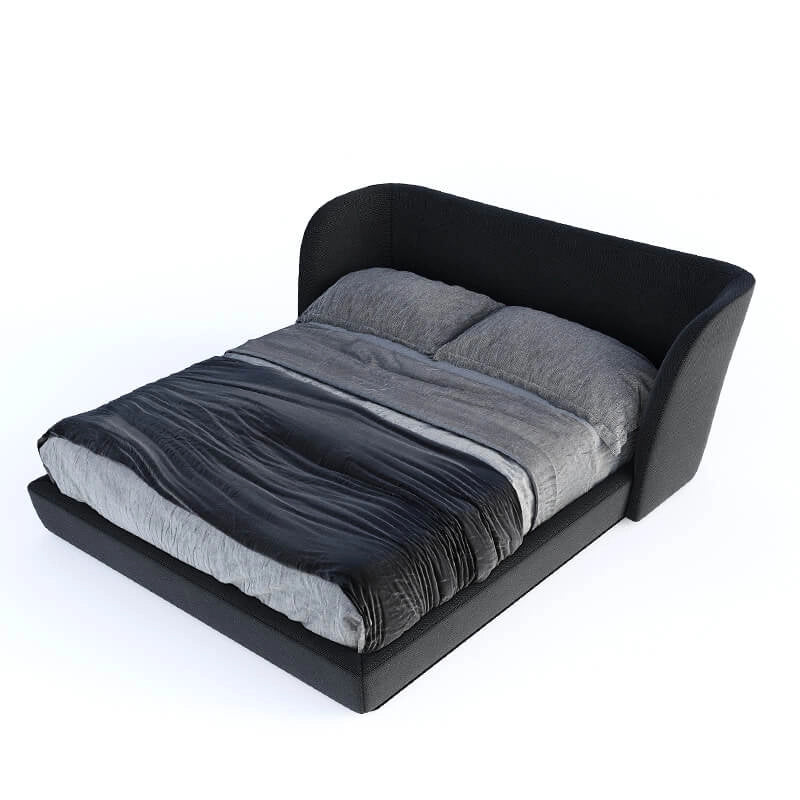 Hero view of Caraway upholstered bed combining king size bed comfort, luxury upholstered bed aesthetics, wingback headboard design and modern bed frame craftsmanship