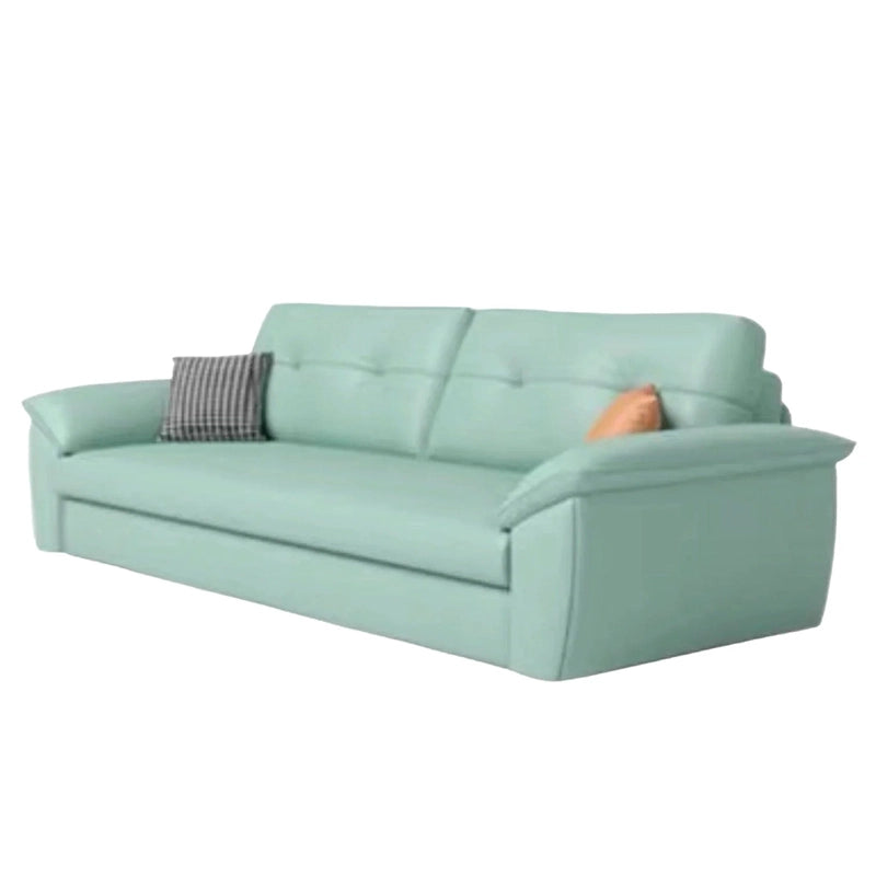 Detailed view of Selaric couch bed featuring sofa bed comfort, wide pillow armrests and supportive medium firm cushioning
