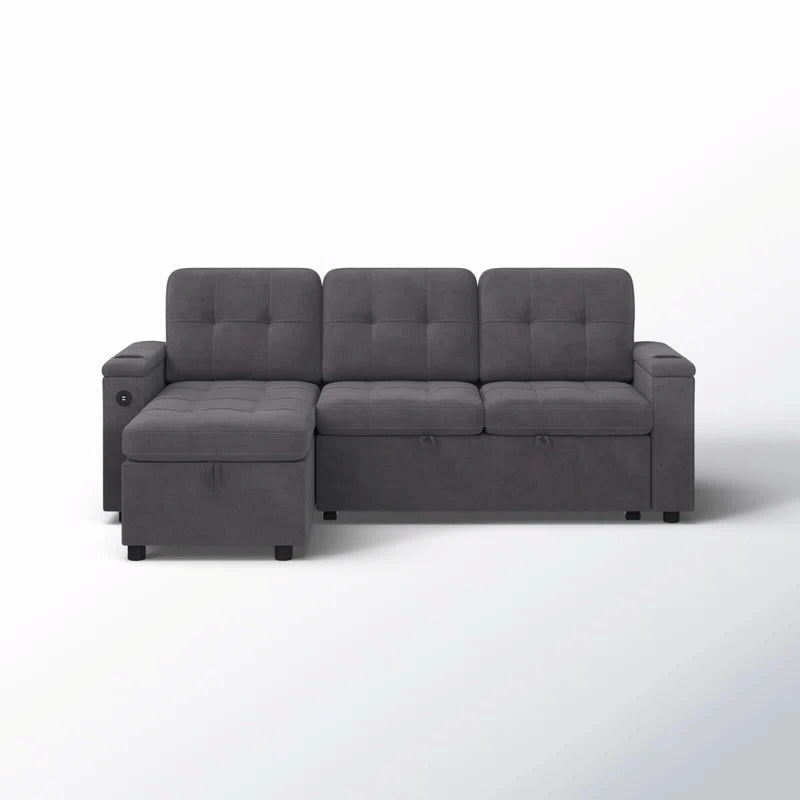 Modern living room view of sofa cum bed showcasing sleeper sofa comfort, couch bed versatility, hidden storage and multifunctional urban living design
