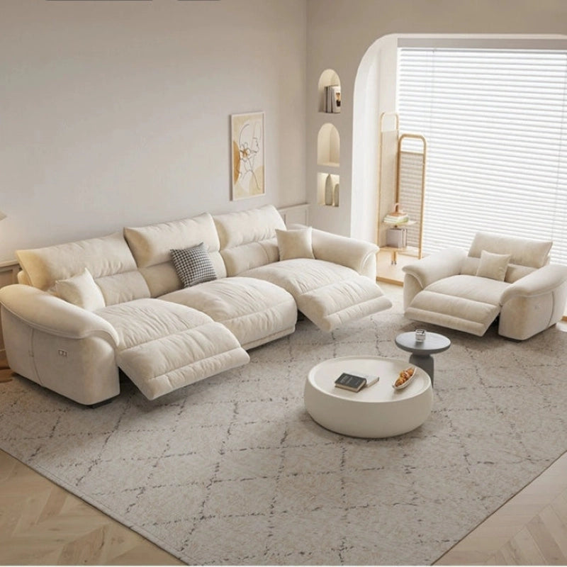 Nestor recliner sofa with lounge sofa comfort, L shaped sofa layout, modern corner sofa design, plush armrests and integrated headrest support