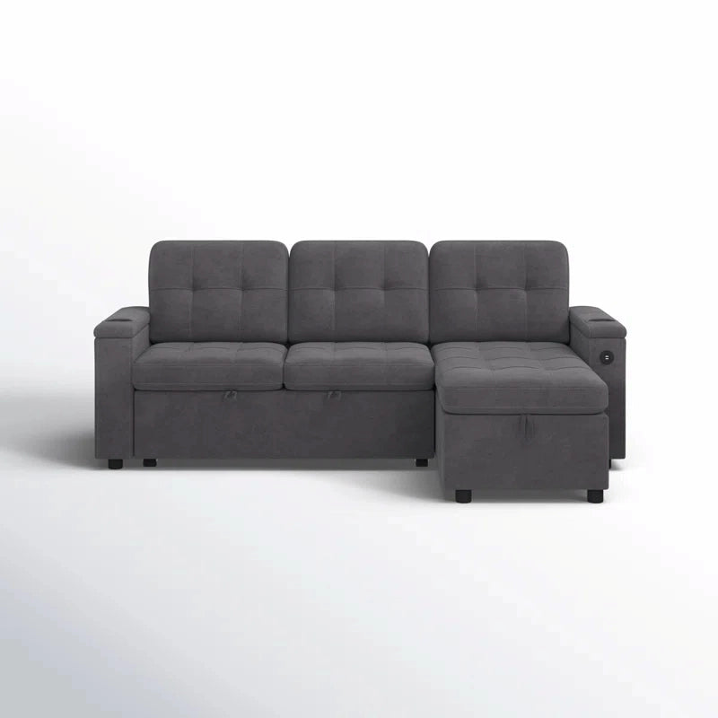 Flat bed conversion view of sofa cumm bed featuring sofacumbed versatility, pull out sofa bed mechanism, supportive sleeping surface and everyday guest-ready comfort