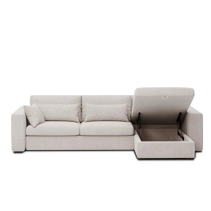 Close-up detail of Terenza sofa cum bed featuring sofacumbed versatility, couch bed comfort, tufted cushions and premium woven fabric upholstery