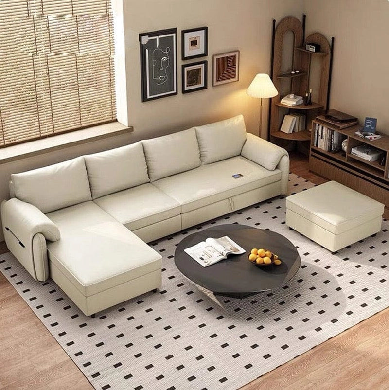 Detail view of Merinor ottoman sofa bed featuring sofa cum bed versatility, sofacumbed comfort and matching ottoman design