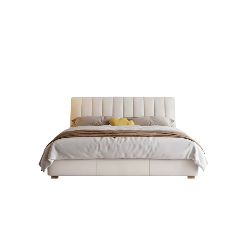 Hero view of Hathor upholstered bed combining king size upholstered bed comfort, integrated storage drawers, channel tufted headboard and modern bed frame craftsmanship