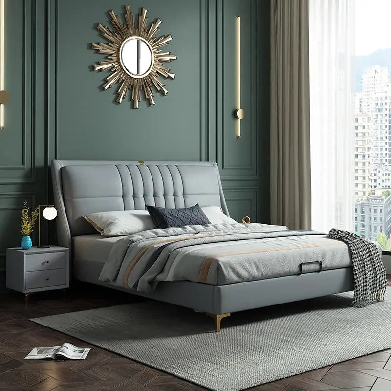 Farima upholstered bedcot with hydraulic storage for modern king size bedrooms