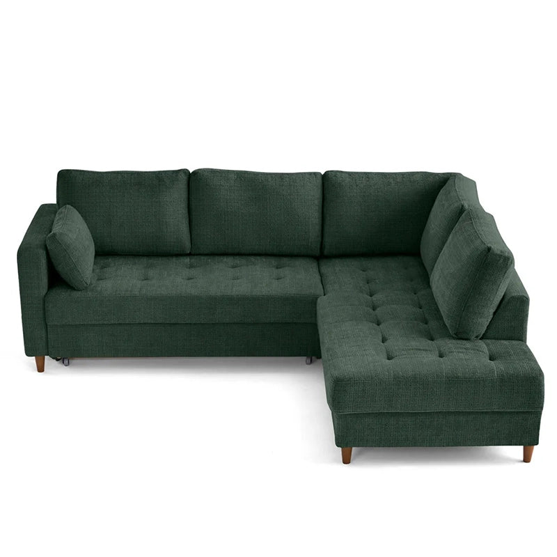 Right perspective view of Flare sofa cum bed featuring L shape sofa cum bed layout, sofa bed functionality and integrated storage chaise