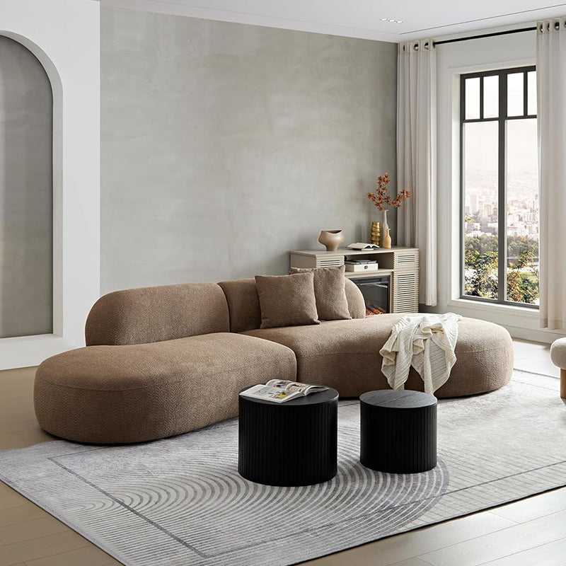 Premium product view of Sonnet luxury sofa available in green, white and brown bouclé fabric upholstery featuring luxury couch comfort, lounge sofa elegance, fabric sofa durability and modern living room sofa design