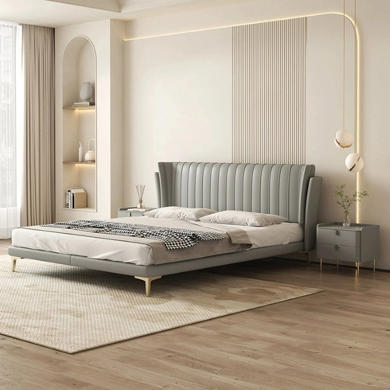 Hero view of Mafra upholstered bed combining king size upholstered bed comfort, platform bed support, wingback headboard design and luxury bedroom appeal