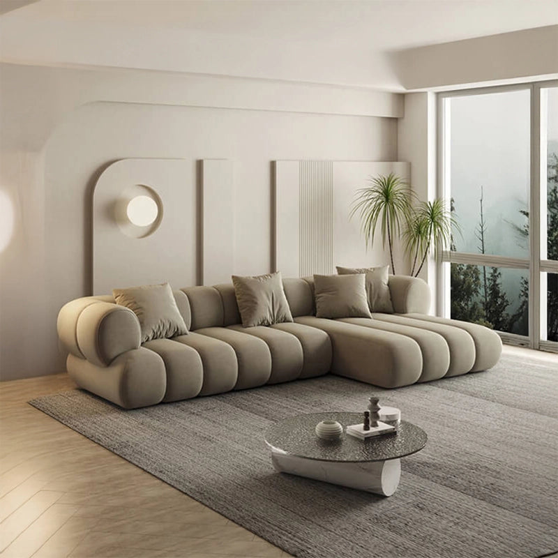 Minimalist modular sofa photographs + l shape couch + design sofa set + deep seat suede texture