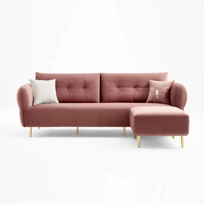 This elegant corner couch is a modern reinterpretation of the l shape sofa set, bringing together structural Scandinavian clarity with delicate luxury accents.