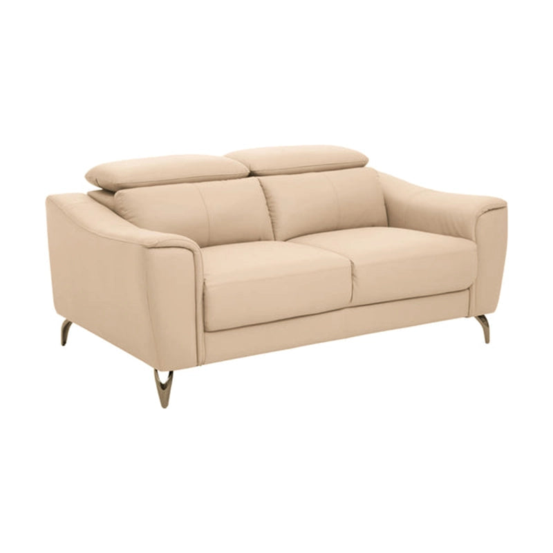 Experience timeless luxury with this pure leather sofa set, featuring adjustable headrests, plush cushions, and sleek chrome legs.