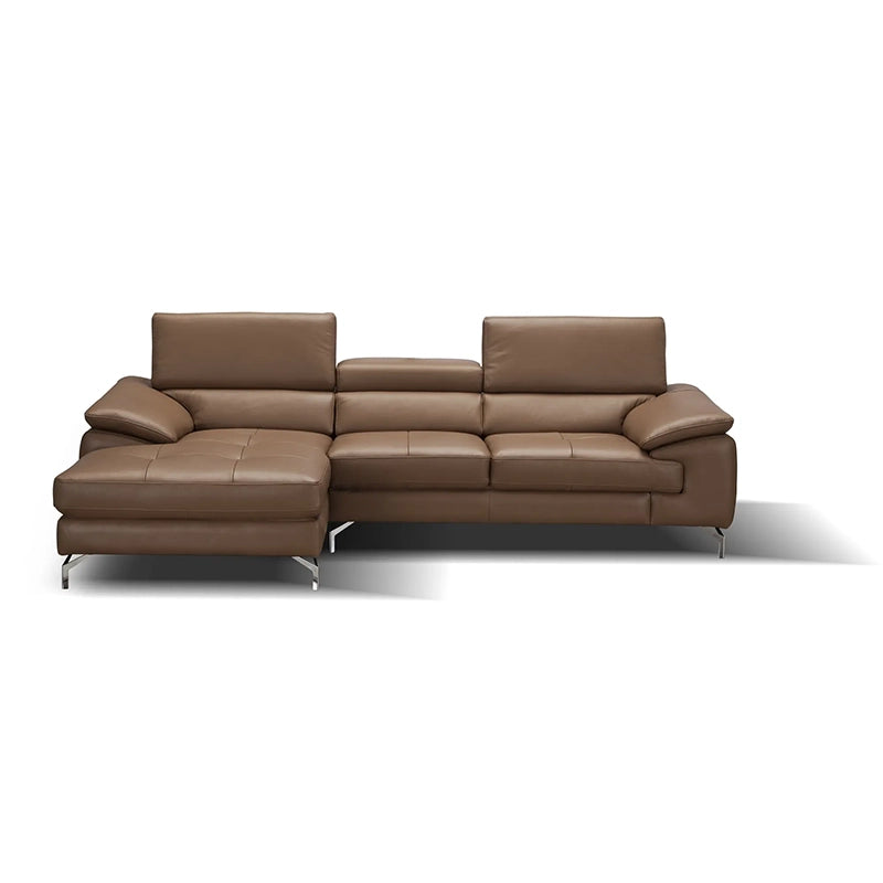 Available in stylish tones like tan, brown, grey, and black, this 5 seater sofa blends modern ergonomics with contemporary sofa design, featuring adjustable headrests, sleek chrome legs, and plush cushioning with tufted detail